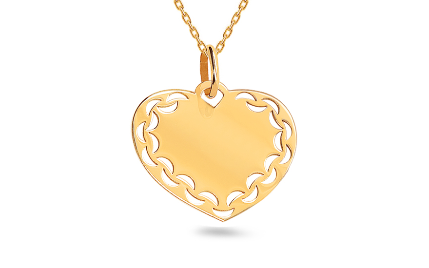 Arany szív alakú medál gravírozáshoz mintával - IZ11902