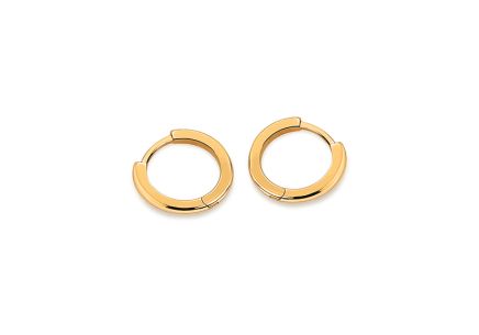 Sima, teljesen arany fülbevaló, gyűrű 1,5 cm, vastagsága 1,2 mm