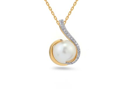 Gyöngy medál gyémántokkal 0,060 ct