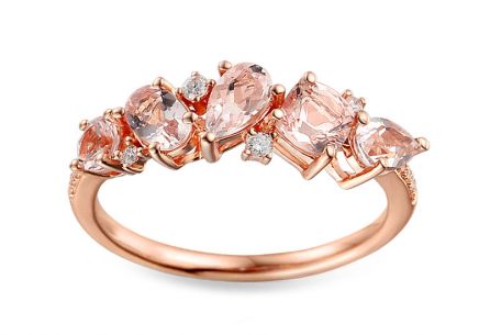 Rosé arany gyűrű morganittal és 0,060 ct gyémántokkal Darjana