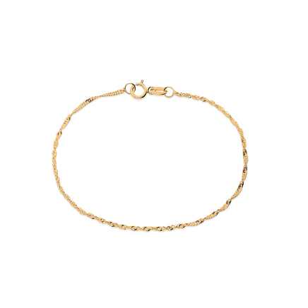 Romantikus csillogó karkötő Szingapúr 1,3 mm, 9K