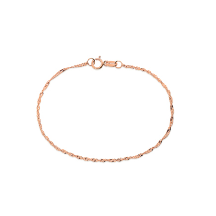 Romantikus rózsaszín karkötő Szingapúr 1,3 mm, 9K